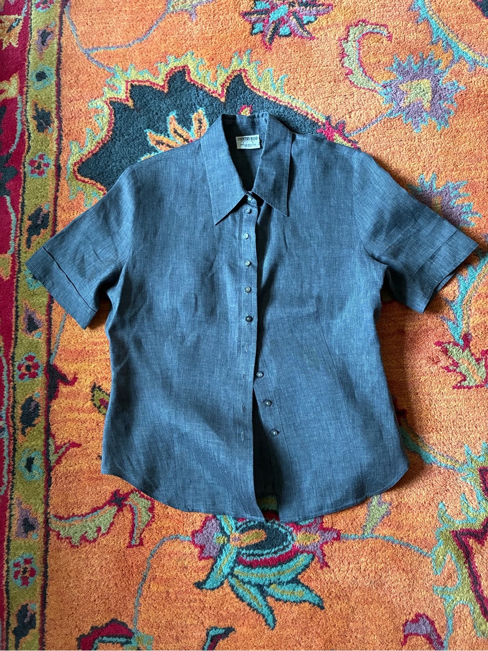 Country Road Short-Sleeve Linen Top